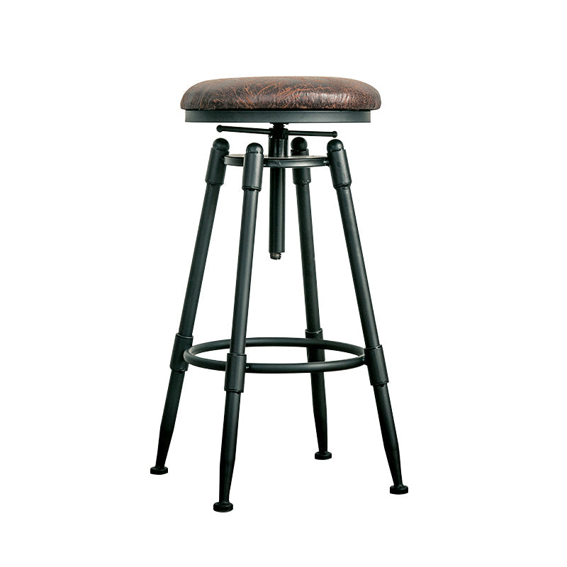 Industrial Armless Rotatable Counter Stool Iron Bar Stool with  Pedal