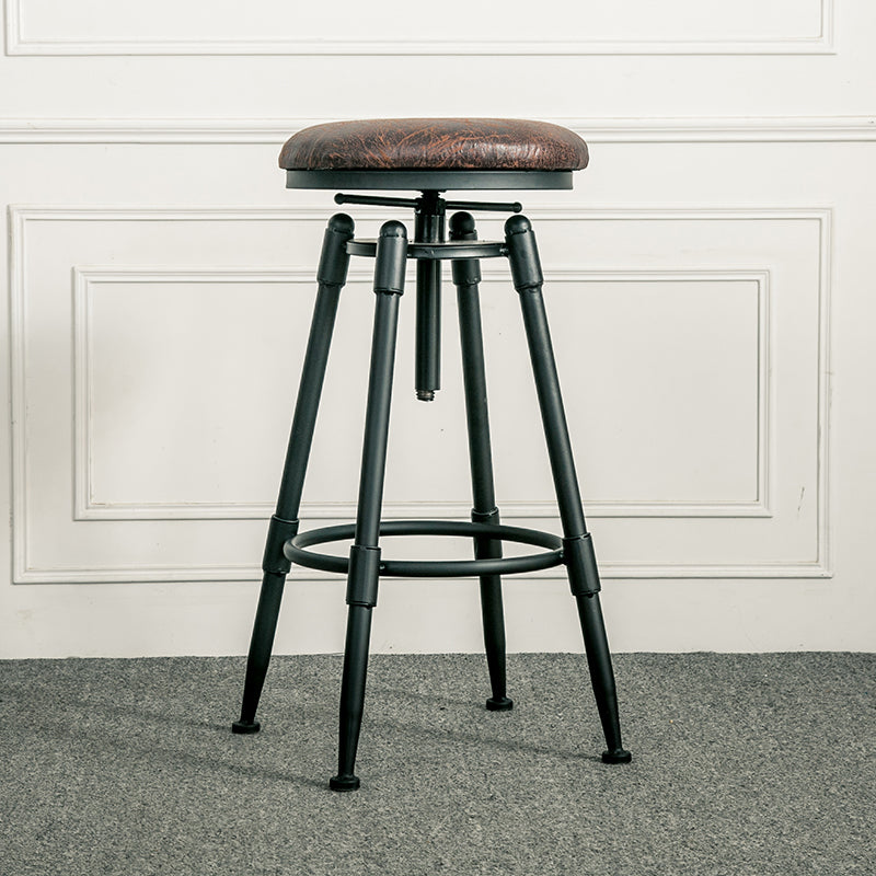 Industrial Armless Rotatable Counter Stool Iron Bar Stool with  Pedal