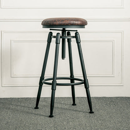 Industrial Armless Rotatable Counter Stool Iron Bar Stool with  Pedal