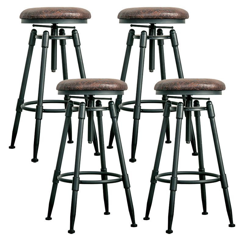 Industrial Armless Rotatable Counter Stool Iron Bar Stool with  Pedal