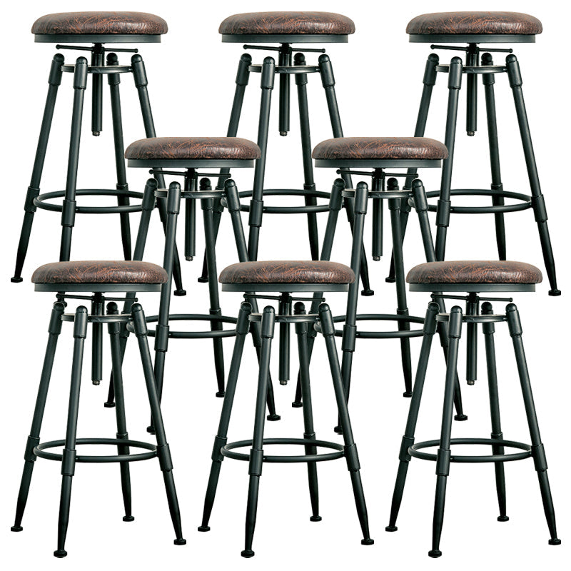 Industrial Armless Rotatable Counter Stool Iron Bar Stool with  Pedal