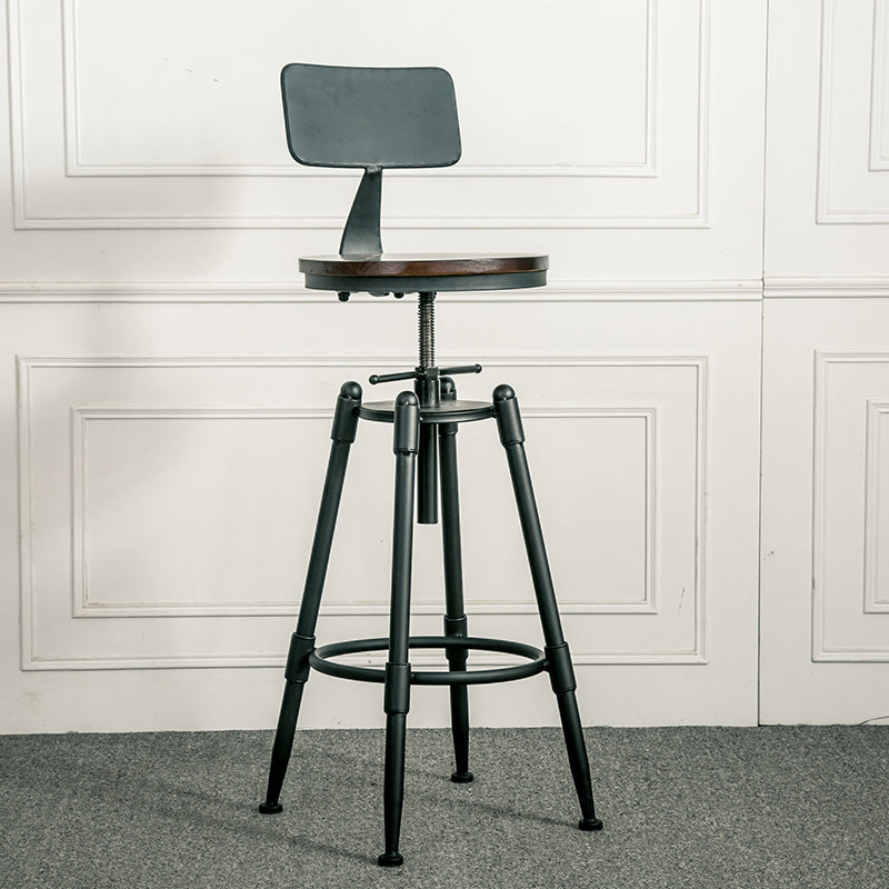 Industrial Armless Rotatable Counter Stool Iron Bar Stool with  Pedal