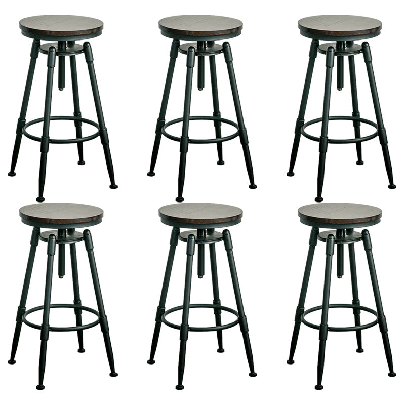 Industrial Armless Rotatable Counter Stool Iron Bar Stool with  Pedal