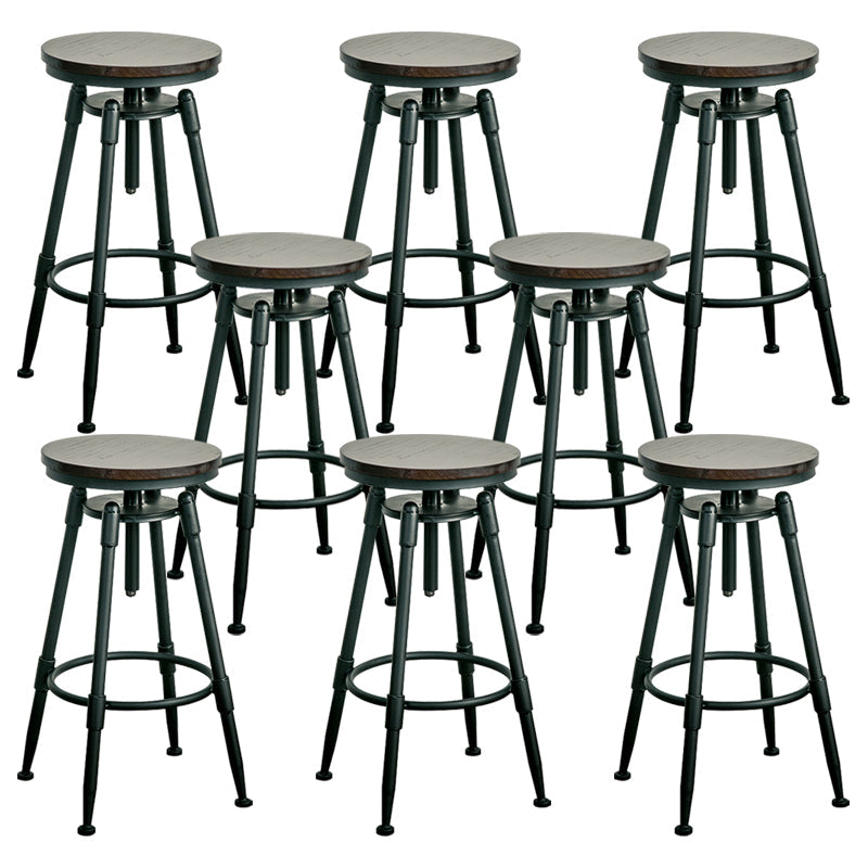 Industrial Armless Rotatable Counter Stool Iron Bar Stool with  Pedal