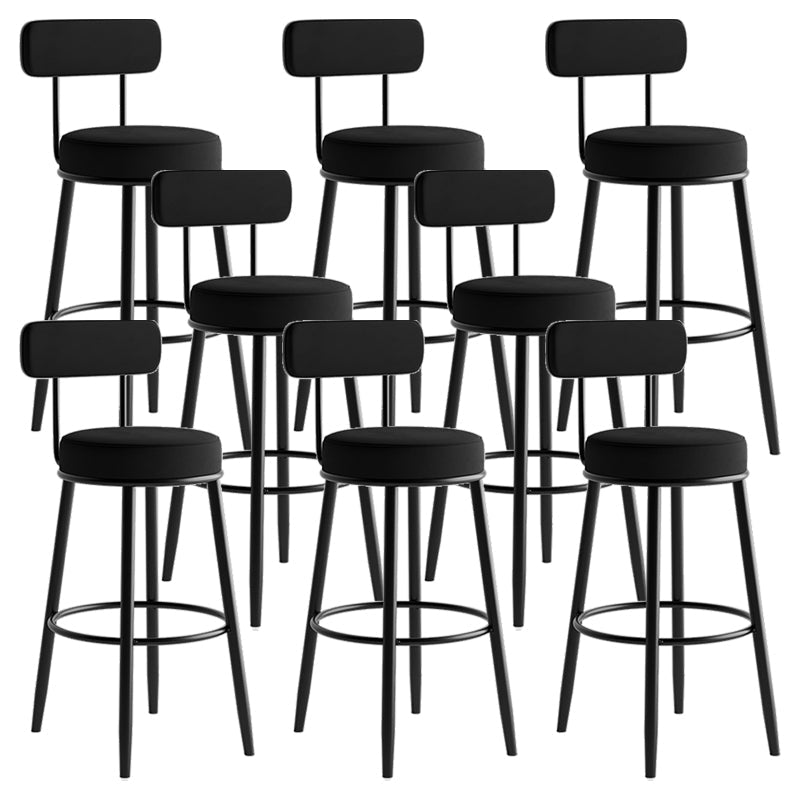 Modern Style Bar-stool Round Counter Bar Stool with Metal Legs for Kitchen Black 8 Piece Set Clearhalo 'Bar Furniture' 'Bar Stools' 'bar_stools' 'furn' 'furn_bar_stools' 'Furniture' 'Kitchen & Dining Furniture' 6153696