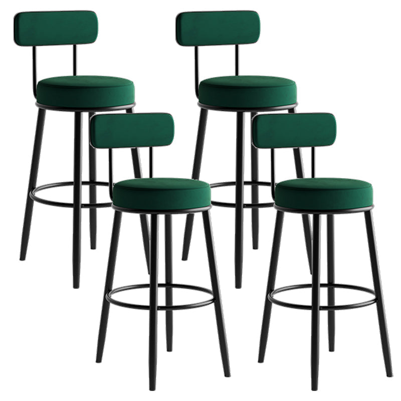 Modern Style Bar-stool Round Counter Bar Stool with Metal Legs for Kitchen Green 4 Piece Set Clearhalo 'Bar Furniture' 'Bar Stools' 'bar_stools' 'furn' 'furn_bar_stools' 'Furniture' 'Kitchen & Dining Furniture' 6153698