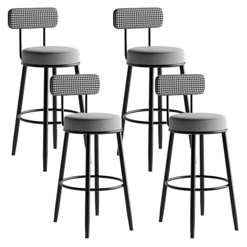 Modern Style Bar-stool Round Counter Bar Stool with Metal Legs for Kitchen Grey 4 Piece Set Clearhalo 'Bar Furniture' 'Bar Stools' 'bar_stools' 'furn' 'furn_bar_stools' 'Furniture' 'Kitchen & Dining Furniture' 6153703