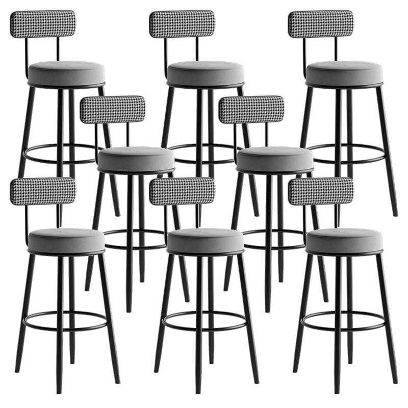 Modern Style Bar-stool Round Counter Bar Stool with Metal Legs for Kitchen Grey 8 Piece Set Clearhalo 'Bar Furniture' 'Bar Stools' 'bar_stools' 'furn' 'furn_bar_stools' 'Furniture' 'Kitchen & Dining Furniture' 6153705