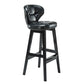 Industrial Armless Backrest Counter Stool Wood Cafe Bar Stool with Leather Cushion