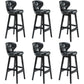 Industrial Armless Backrest Counter Stool Wood Cafe Bar Stool with Leather Cushion