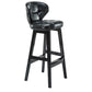 Industrial Armless Backrest Counter Stool Wood Cafe Bar Stool with Leather Cushion
