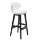 Industrial Armless Backrest Counter Stool Wood Cafe Bar Stool with Leather Cushion