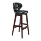 Industrial Armless Backrest Counter Stool Wood Cafe Bar Stool with Leather Cushion