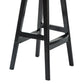 Industrial Armless Backrest Counter Stool Wood Cafe Bar Stool with Leather Cushion