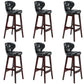 Industrial Armless Backrest Counter Stool Wood Cafe Bar Stool with Leather Cushion