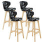 Industrial Armless Backrest Counter Stool Wood Cafe Bar Stool with Leather Cushion