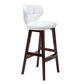 Industrial Armless Backrest Counter Stool Wood Cafe Bar Stool with Leather Cushion