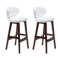 Industrial Armless Backrest Counter Stool Wood Cafe Bar Stool with Leather Cushion