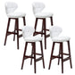 Industrial Armless Backrest Counter Stool Wood Cafe Bar Stool with Leather Cushion