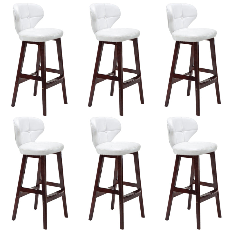 Industrial Armless Backrest Counter Stool Wood Cafe Bar Stool with Leather Cushion