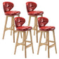 Industrial Armless Backrest Counter Stool Wood Cafe Bar Stool with Leather Cushion