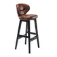 Industrial Armless Backrest Counter Stool Wood Cafe Bar Stool with Leather Cushion