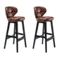 Industrial Armless Backrest Counter Stool Wood Cafe Bar Stool with Leather Cushion