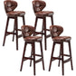 Industrial Armless Backrest Counter Stool Wood Cafe Bar Stool with Leather Cushion