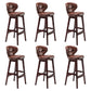 Industrial Armless Backrest Counter Stool Wood Cafe Bar Stool with Leather Cushion