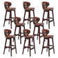 Industrial Armless Backrest Counter Stool Wood Cafe Bar Stool with Leather Cushion