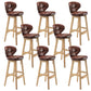 Industrial Armless Backrest Counter Stool Wood Cafe Bar Stool with Leather Cushion