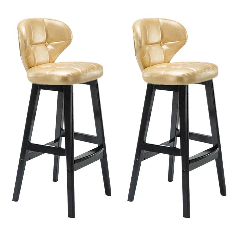 Industrial Armless Backrest Counter Stool Wood Cafe Bar Stool with Leather Cushion