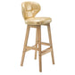 Industrial Armless Backrest Counter Stool Wood Cafe Bar Stool with Leather Cushion