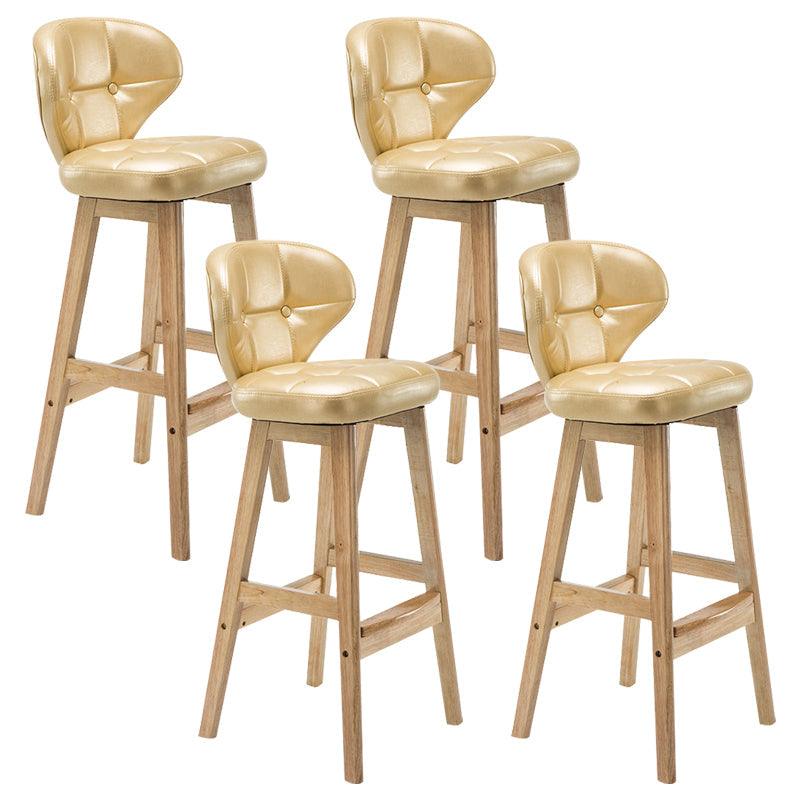 Industrial Armless Backrest Counter Stool Wood Cafe Bar Stool with Leather Cushion