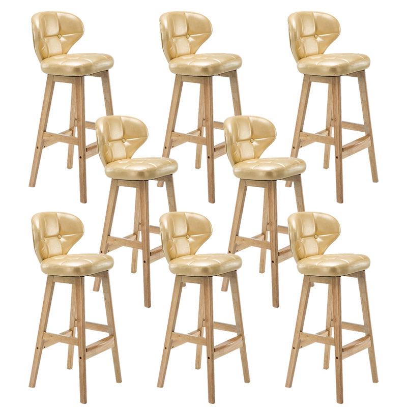 Industrial Armless Backrest Counter Stool Wood Cafe Bar Stool with Leather Cushion