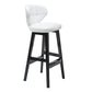Industrial Armless Backrest Counter Stool Wood Cafe Bar Stool with Leather Cushion
