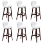 Industrial Armless Backrest Counter Stool Wood Cafe Bar Stool with Leather Cushion
