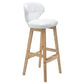 Industrial Armless Backrest Counter Stool Wood Cafe Bar Stool with Leather Cushion