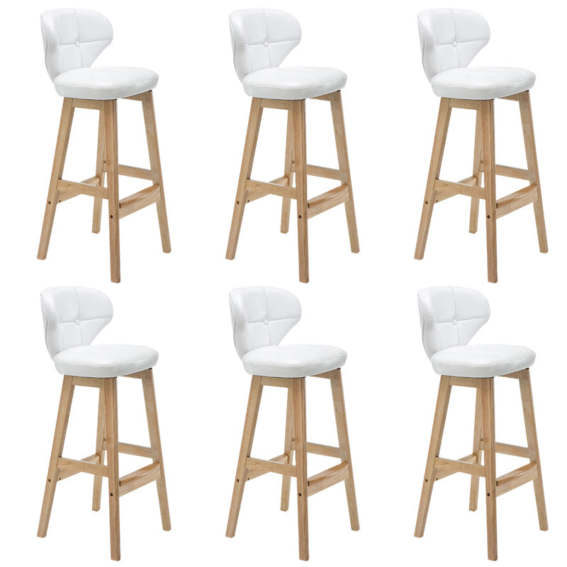 Industrial Armless Backrest Counter Stool Wood Cafe Bar Stool with Leather Cushion