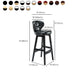 Industrial Armless Backrest Counter Stool Wood Cafe Bar Stool with Leather Cushion