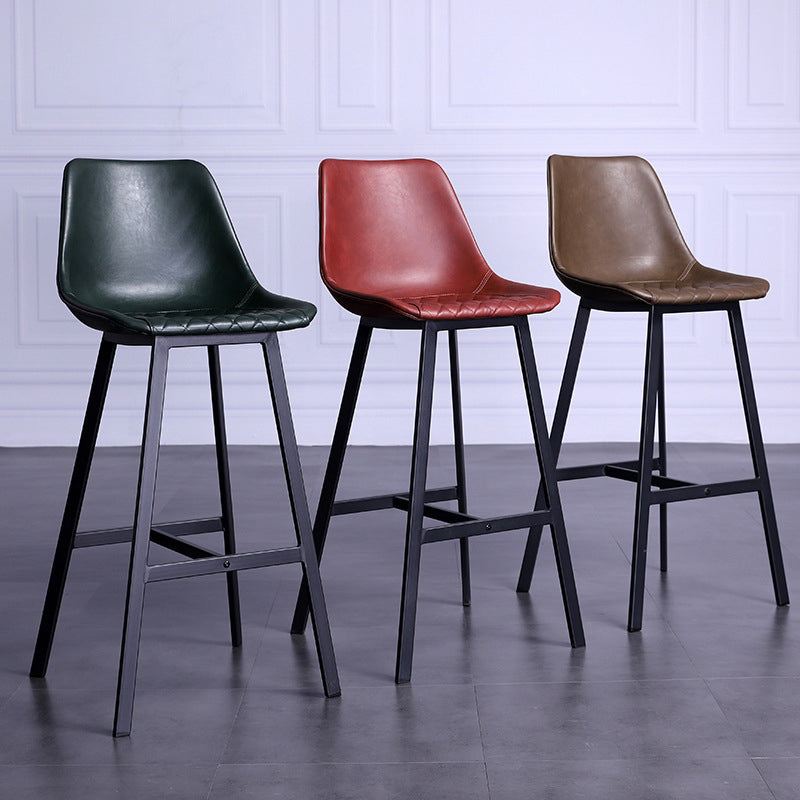 Modern PU Leather Bar-stool Bucket Seat Counter Bar Stool with Metal Legs Clearhalo 'Bar Furniture' 'Bar Stools' 'bar_stools' 'furn' 'furn_bar_stools' 'Furniture' 'Kitchen & Dining Furniture' 6153876