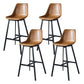 Modern PU Leather Bar-stool Bucket Seat Counter Bar Stool with Metal Legs Brown 4 Piece Set Counter Stool(26"H) Clearhalo 'Bar Furniture' 'Bar Stools' 'bar_stools' 'furn' 'furn_bar_stools' 'Furniture' 'Kitchen & Dining Furniture' 6153878
