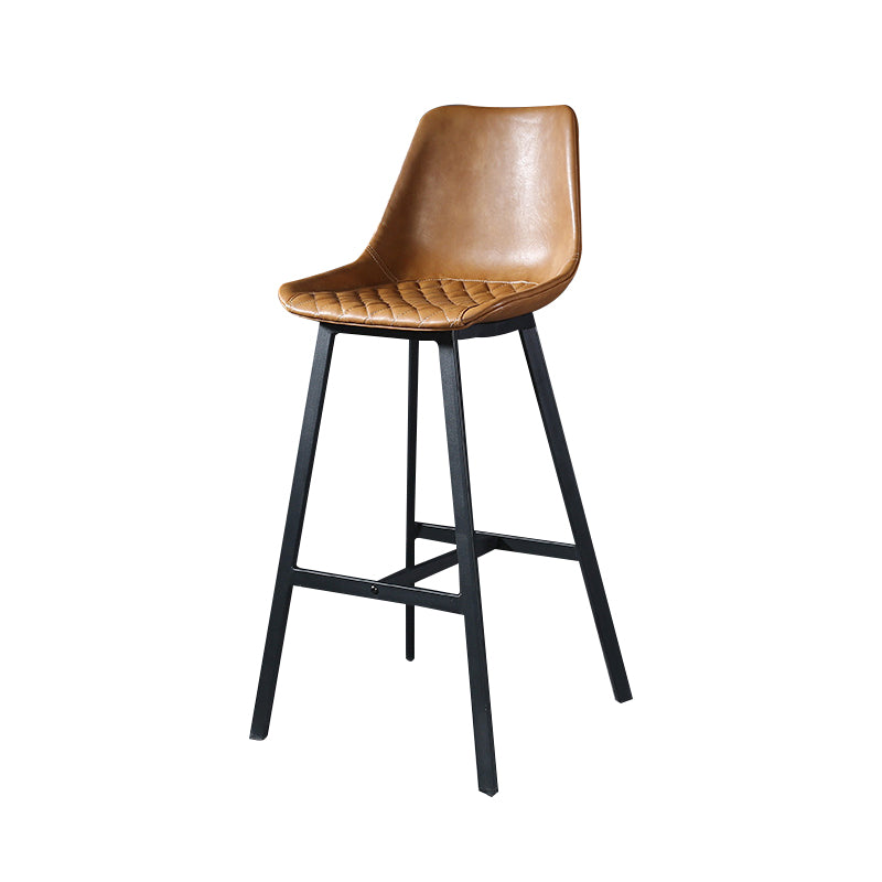 Modern PU Leather Bar-stool Bucket Seat Counter Bar Stool with Metal Legs Clearhalo 'Bar Furniture' 'Bar Stools' 'bar_stools' 'furn' 'furn_bar_stools' 'Furniture' 'Kitchen & Dining Furniture' 6153884