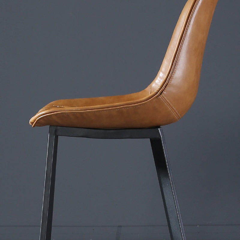 Modern PU Leather Bar-stool Bucket Seat Counter Bar Stool with Metal Legs Clearhalo 'Bar Furniture' 'Bar Stools' 'bar_stools' 'furn' 'furn_bar_stools' 'Furniture' 'Kitchen & Dining Furniture' 6153887