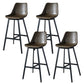 Modern PU Leather Bar-stool Bucket Seat Counter Bar Stool with Metal Legs Khaki 4 Piece Set Counter Stool(26"H) Clearhalo 'Bar Furniture' 'Bar Stools' 'bar_stools' 'furn' 'furn_bar_stools' 'Furniture' 'Kitchen & Dining Furniture' 6153895