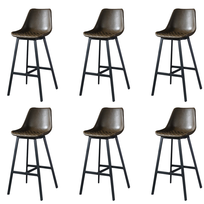 Modern PU Leather Bar-stool Bucket Seat Counter Bar Stool with Metal Legs Khaki 6 Piece Set Counter Stool(26"H) Clearhalo 'Bar Furniture' 'Bar Stools' 'bar_stools' 'furn' 'furn_bar_stools' 'Furniture' 'Kitchen & Dining Furniture' 6153896