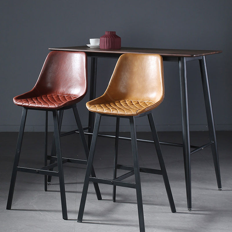 Modern PU Leather Bar-stool Bucket Seat Counter Bar Stool with Metal Legs Clearhalo 'Bar Furniture' 'Bar Stools' 'bar_stools' 'furn' 'furn_bar_stools' 'Furniture' 'Kitchen & Dining Furniture' 6153897