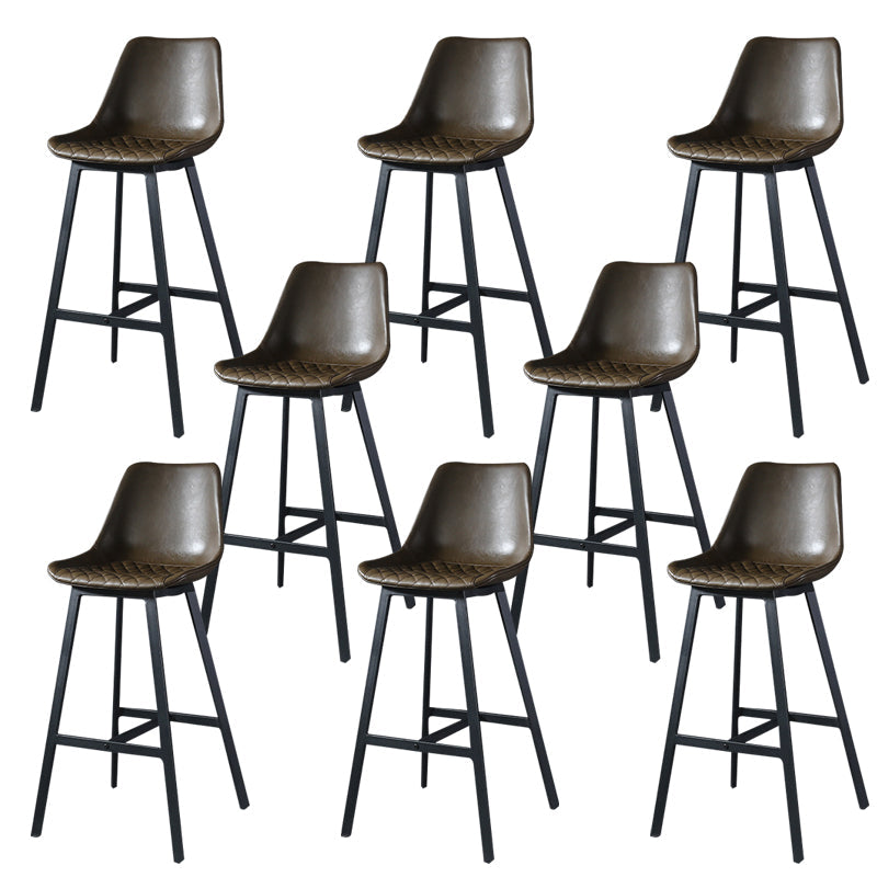 Modern PU Leather Bar-stool Bucket Seat Counter Bar Stool with Metal Legs Khaki 8 Piece Set Counter Stool(26"H) Clearhalo 'Bar Furniture' 'Bar Stools' 'bar_stools' 'furn' 'furn_bar_stools' 'Furniture' 'Kitchen & Dining Furniture' 6153899