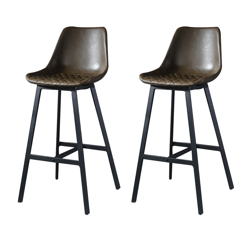 Modern PU Leather Bar-stool Bucket Seat Counter Bar Stool with Metal Legs Khaki 2 Piece Set Bar Stool(30"H) Clearhalo 'Bar Furniture' 'Bar Stools' 'bar_stools' 'furn' 'furn_bar_stools' 'Furniture' 'Kitchen & Dining Furniture' 6153901