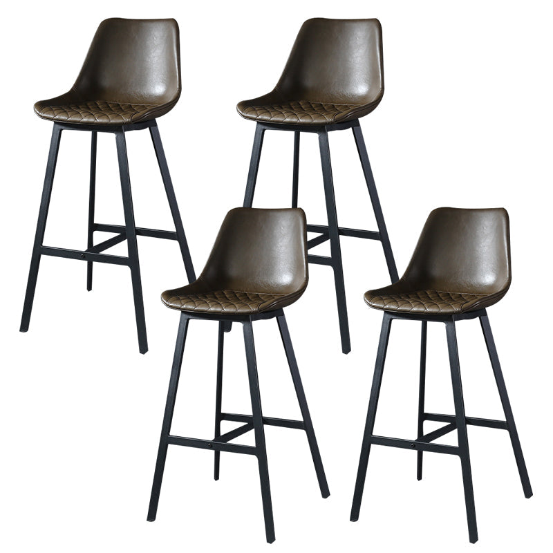 Modern PU Leather Bar-stool Bucket Seat Counter Bar Stool with Metal Legs Khaki 4 Piece Set Bar Stool(30"H) Clearhalo 'Bar Furniture' 'Bar Stools' 'bar_stools' 'furn' 'furn_bar_stools' 'Furniture' 'Kitchen & Dining Furniture' 6153903